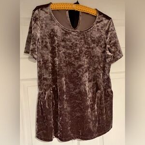 Pleione Anthropologie Velvet violet blouse